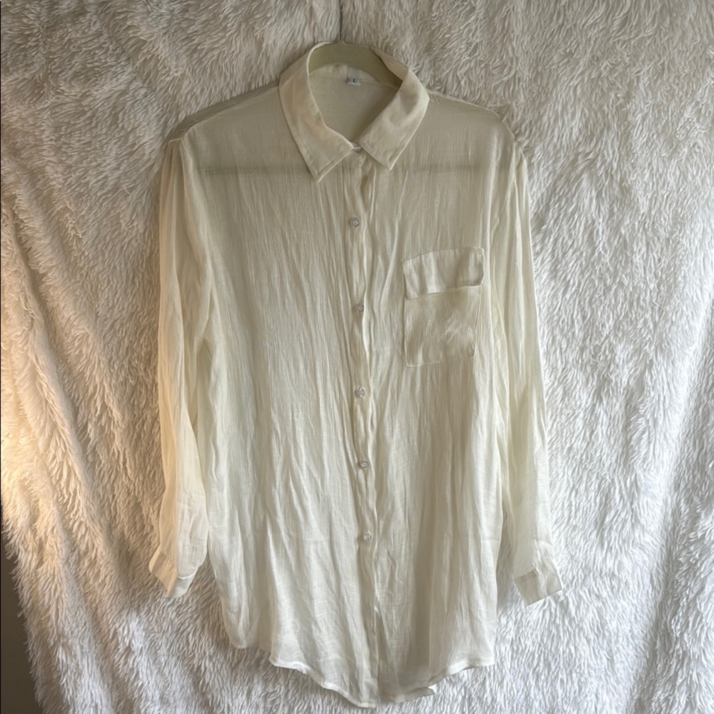 Cream Swim Coverup with Relaxed Fit
